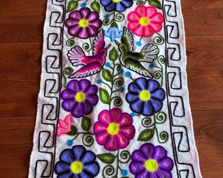 Hand Made Peruvian Floral & Bird Table Runner 