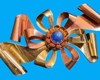 Copper And Brass Colored Bow Pin