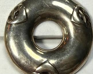 Silver Donut Brooch
