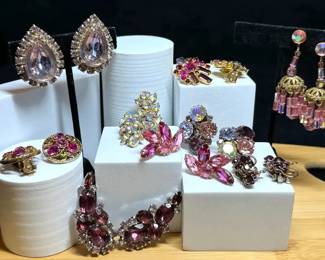 Vintage Clip Earrings In Pink