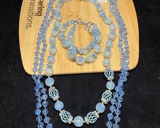 Blue Glass Beaded Necklaces