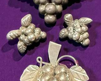 Taxco Grape Cluster Pins Earrings That Complement 