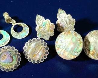 Mother of Pearl Silver Vintage Earrings