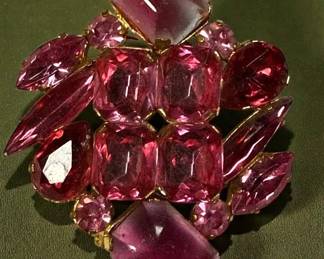 Pink Austrian Rhinestone Brooch