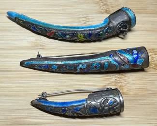 Three Chinese Fingernail Guard Pins