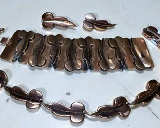 Renoir copper modernist jewelry set Renoir