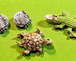 Alligator, Beetle And Turtle Pins