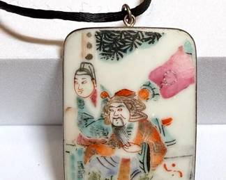 Chinese Porcelain Shard Pendant Necklace