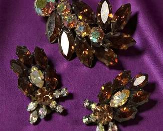 Austrian Brooch Clip Earrings