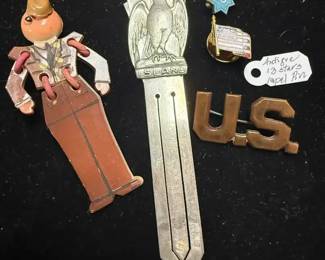 WWII celluloid articulated soldier or buddy brooch  Other pieces