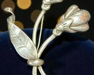 Hector Aguilar Taxco Flower Sterling Pin