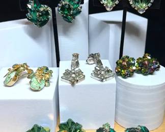 Vintage Clip Earrings Green Theme