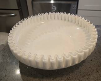 VTG Fenton ruffled edge milk glass bowl