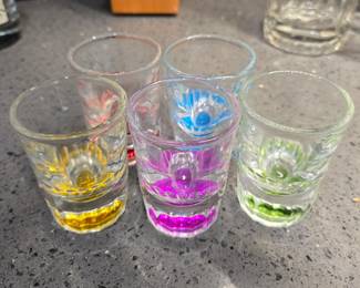 Rainbow bottom shot glasses 