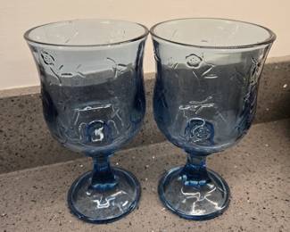 VTG anchor hocking blue water goblets