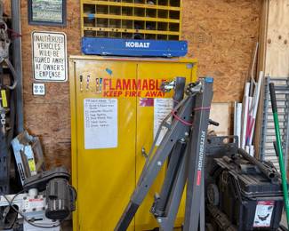 Metal cabinet to store flammables.