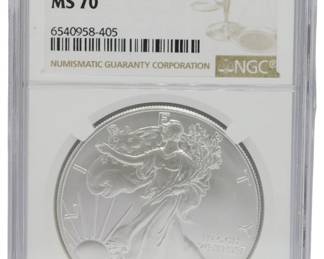 11 - 2022 MS70 Eagle Silver Dollar in Case