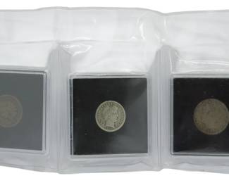 256 - Vintage Coins Set in Cases Liberty Head Nickel, Barber Dime, Indian Head Penny