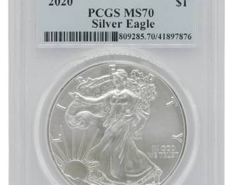 7 - First Strike PCGS MS70 2020 Eagle Silver Dollar