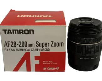 4795 - Tamron AF28-200mm Super Zoom Lens w/box Model A03E Used as is electric/electronic/mechanical item. No guarantee all components, untested
