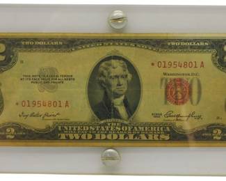 156 - 1953 Red Seal 2 Dollar Star Note in Case
