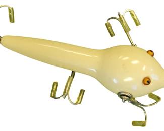 1004 - Antique Fishing Lure "Moonlight Radiant" w/ glass eyes - 5" long