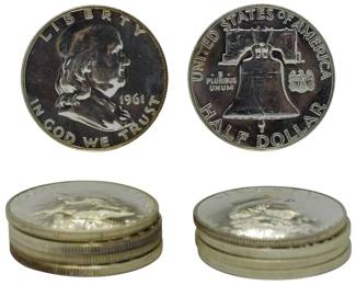 72 - 10 1961 Franklin Half Dollars