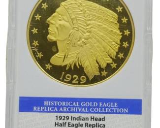259 - 1929 Indian Head Half Eagle Replica, 24K Clad