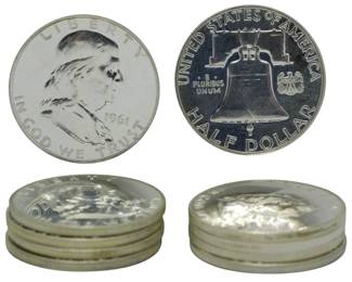73 - 10 1961 Franklin Half Dollars