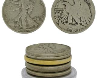 166 - 7 (1 1917 & 8 1940s) Liberty Half Dollars