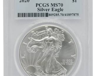 6 - First Strike PCGS MS70 2020 Eagle Silver Dollar