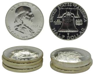 80 - 10 1962 Franklin Half Dollars