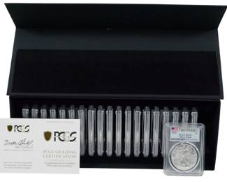 190 - Set of 20 PCGS MS70 2020 Silver Eagle Dollars with Box