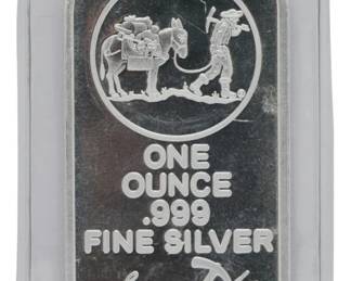 157 - Silver Towne 1 Silver oz Bar in Protector