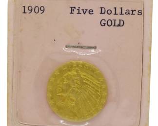 245 - 1909 Indian 5 Dollar Gold Coin