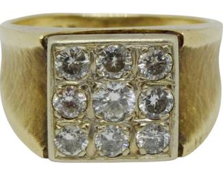 268 - 14K Gold and Diamond Men's Ring, Ring Size: 8.5 0.31oz