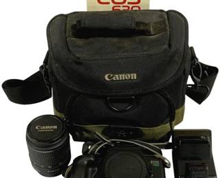 4761 - Canon EOS 630 33mm Camera w/ Flash & Bag Manual included Used as is electric/electronic/mechanical item. No guarantee all components, untested