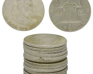 163 - 14 Assorted Dates (1951-1963) Franklin Halves