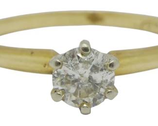 266 - 14K Gold and .5 Carat Diamond Ring 0.07oz Size: 7.5