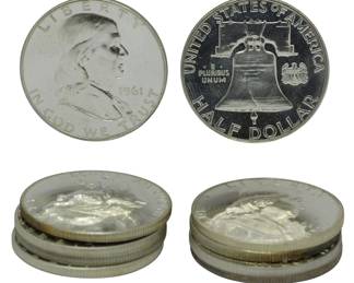 71 - 10 1961 Franklin Half Dollars