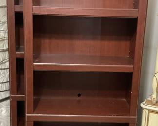 2 dark wood bookshelves-30x13x75