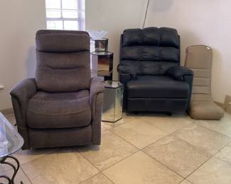 grey recliner-33x42 dark blue recliner-37x45 tan rocker-16x37