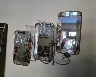 Mid-Century Hanging Mirrors with Candelabra.