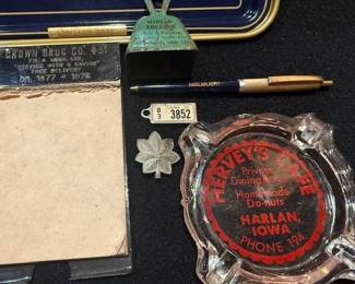 Hervey's Cafe. Harlan. Iowa. Ash Tray. https://modestlambestatesales.hibid.com/