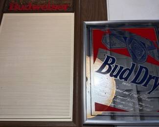 Budweiser menu boards. Mirrors. https://modestlambestatesales.hibid.com/