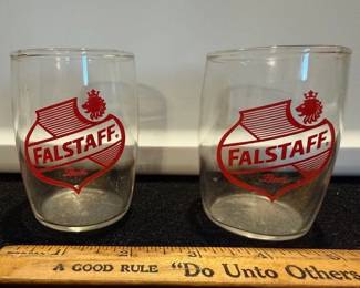 Falstaff beer sample glasses. Rare. https://modestlambestatesales.hibid.com/