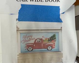 Decorative Garage Door Banner - Vintage Christmas Red Truck 
