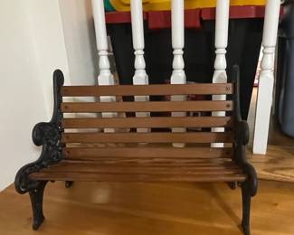 Miniature Cast Iron and Wood Park Bench 