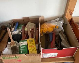 Assorted Paint Brushes and Tools