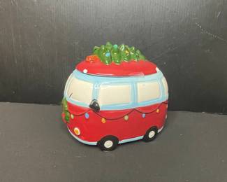 Holly Hill Ceramic Christmas Camper Cookie Jar